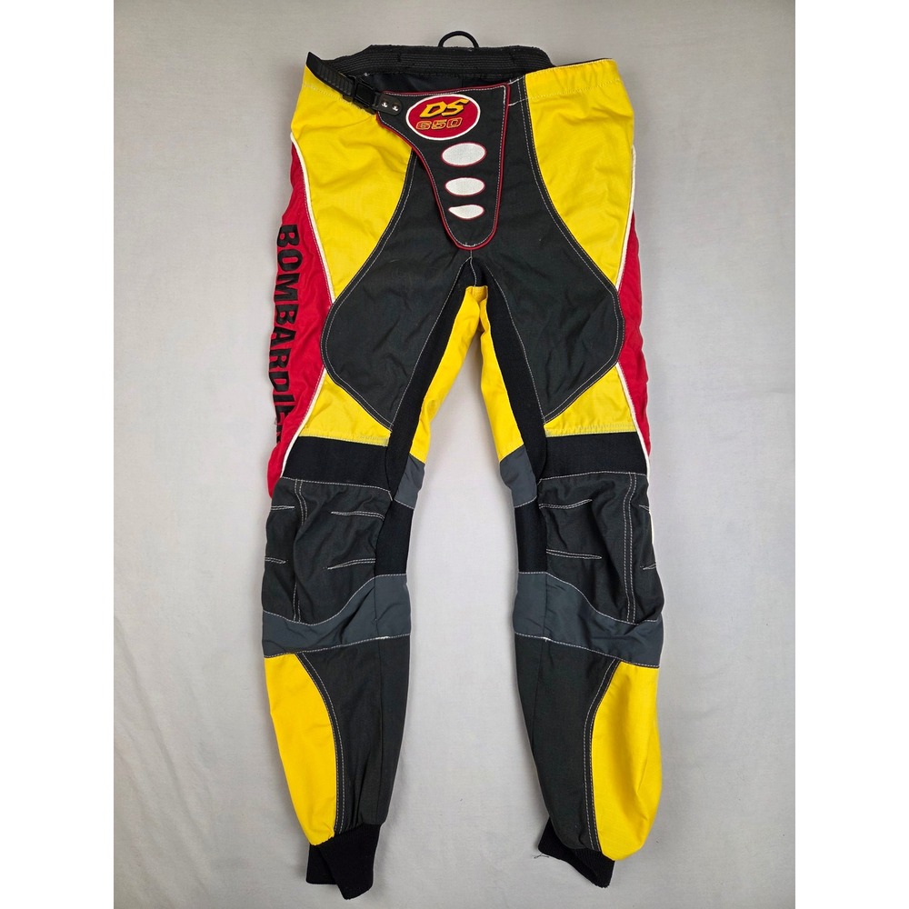 Bombardier DS 650 Sno Gear Ski-Doo Racing Pants Mens Medium Yellow Black Red